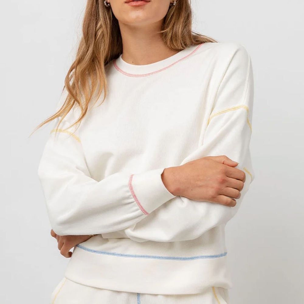 Rails Alice Cream Rainbow Stitch Crewneck - image 4